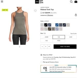James Perse ribbed tank top in olive color size 3. New